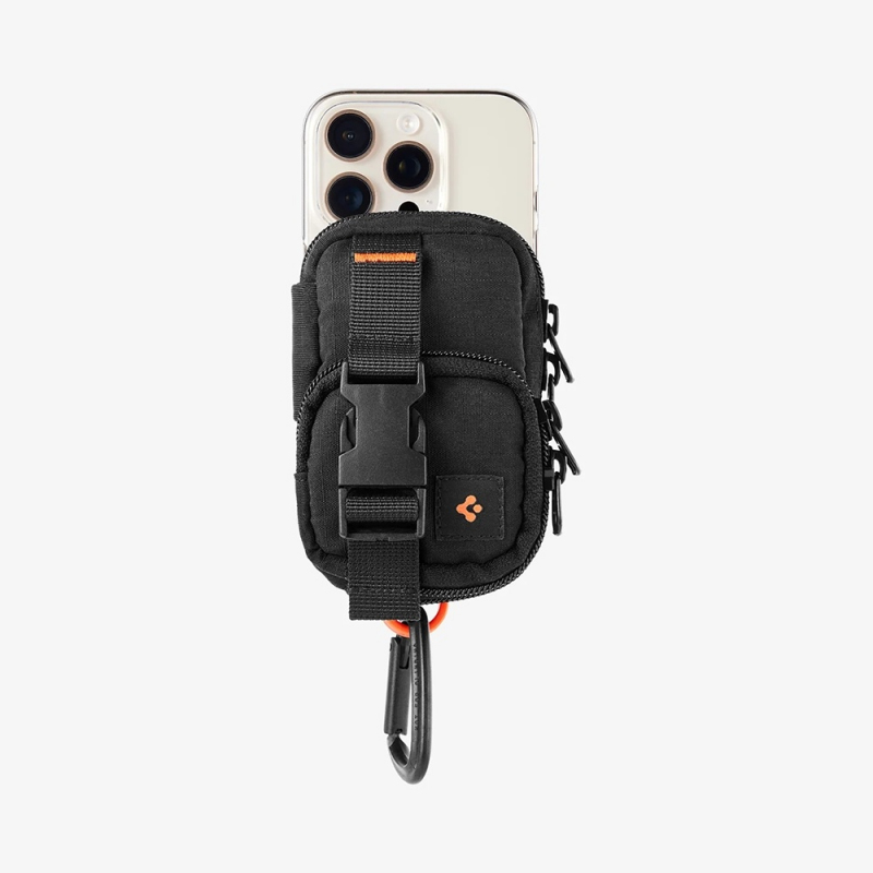 Borseta Universala MagSafe pentru Telefon, Spigen, Snap Zip, Neagra AFA09338 - Prindere MagSafe pentru siguranta completa