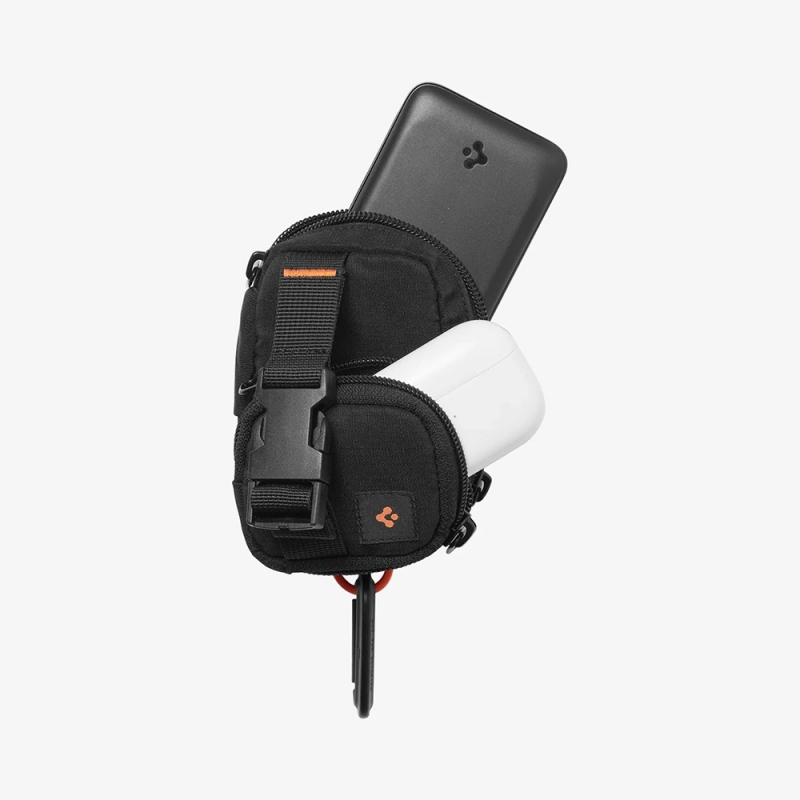 Borseta Universala MagSafe pentru Telefon, Spigen, Snap Zip, Neagra AFA09338 - Compartimente multiple pentru carduri si cash