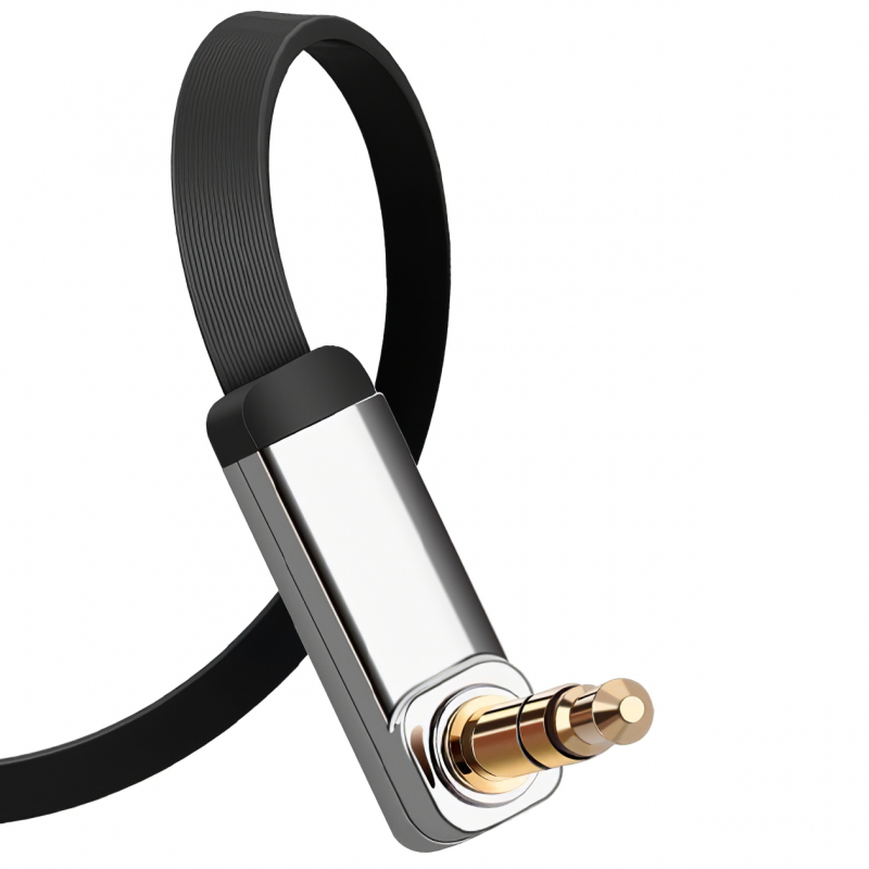 Cablu Audio 3.5mm - 3.5mm UGREEN AV112 Angled, 1m, Negru - Sunet curat, fara zgomote parazite