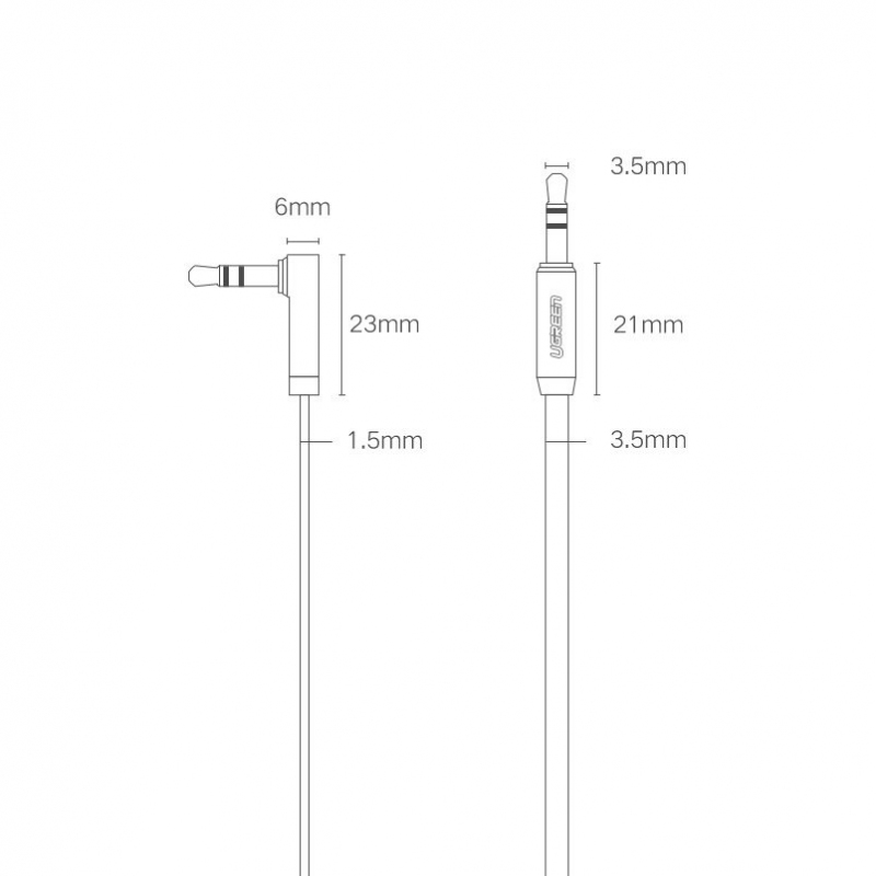 Cablu Audio 3.5mm - 3.5mm UGREEN AV112 Angled, 1m, Negru - Un metru de cablu care rezista