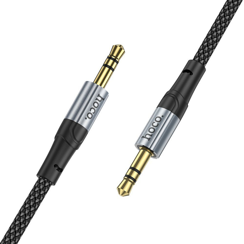 Cablu Audio 3.5mm - 3.5mm HOCO UPA26, 1m, Negru  - Lungime potrivita pentru masina si birou