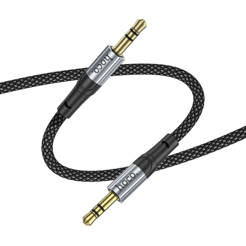 Cablu Audio 3.5mm - 3.5mm HOCO UPA26, 1m, Negru  - Constructie pentru folosire zilnica