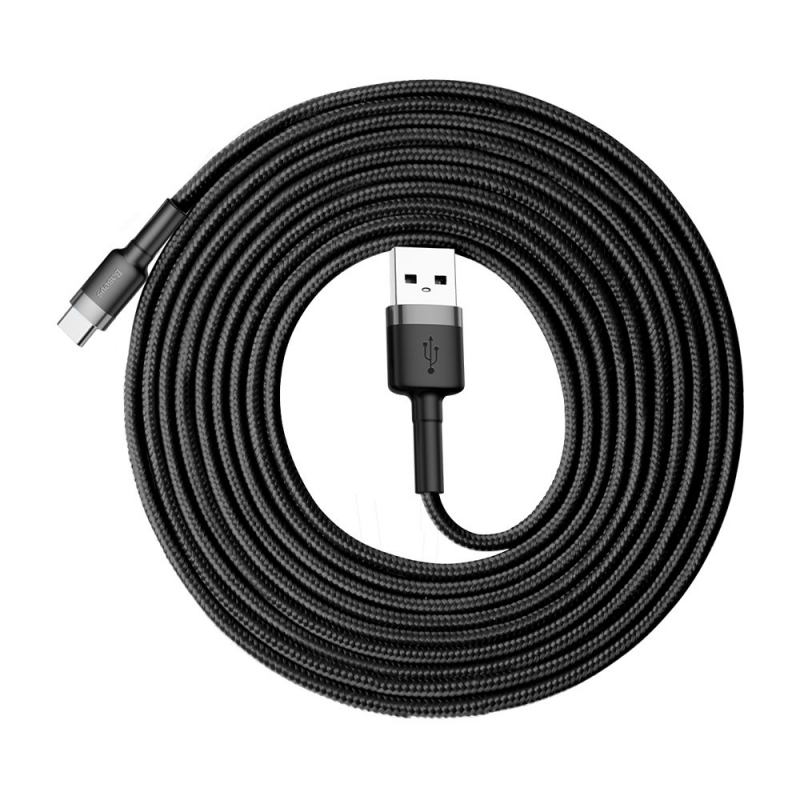 Cablu Date si Incarcare USB-A - USB-C Baseus Cafule, 18W, 3m, Gri CATKLF-UG1 - Libertatea celor 3 metri
