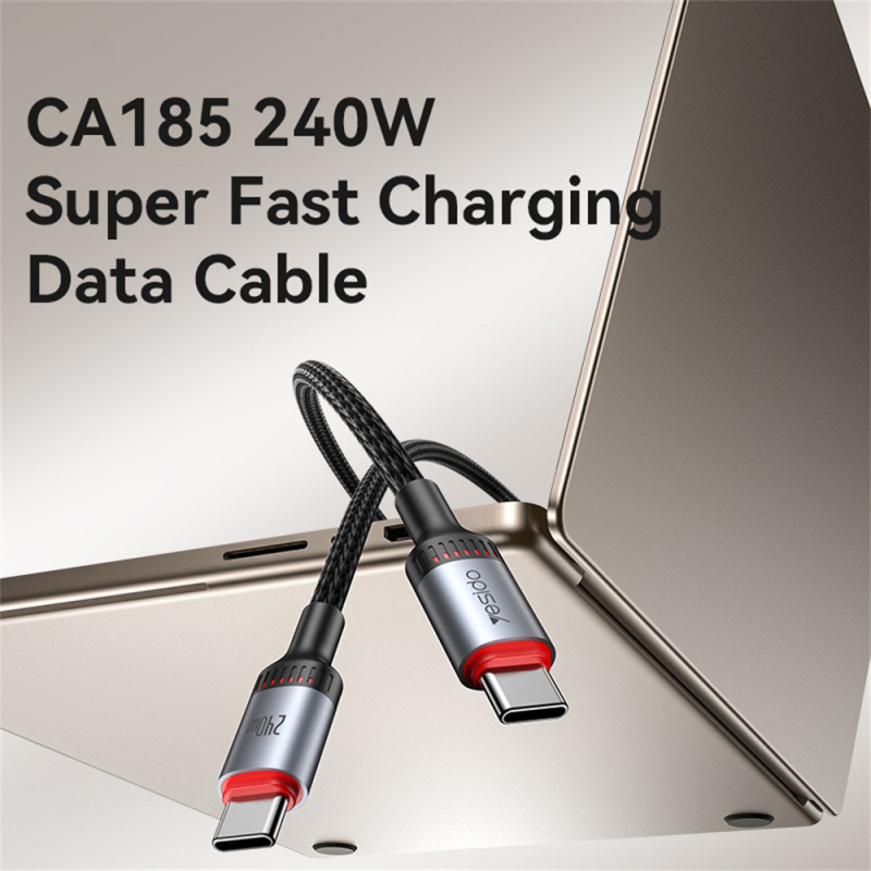 Cablu Date si Incarcare USB-C - USB-C Yesido CA185, 240W, 1.2m, Negru - Plafonul standardului: 240W