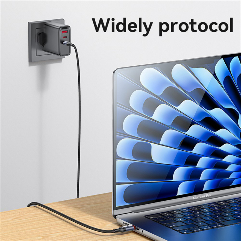 Cablu Date si Incarcare USB-C - USB-C Yesido CA185, 240W, 1.2m, Negru - Constructie de calibru mare