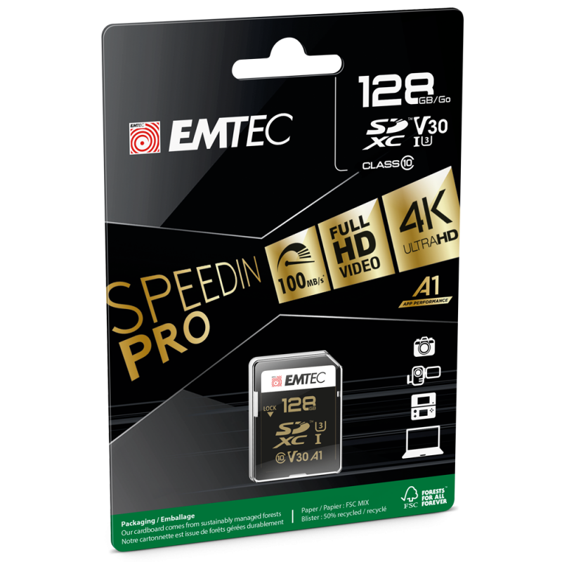 Card Memorie SDXC Emtec SpeedIn Pro, 128Gb, Clasa 10 / UHS-1 U3 ECMSD128GXC10SP  - De ce conteaza marcajul U3 la video