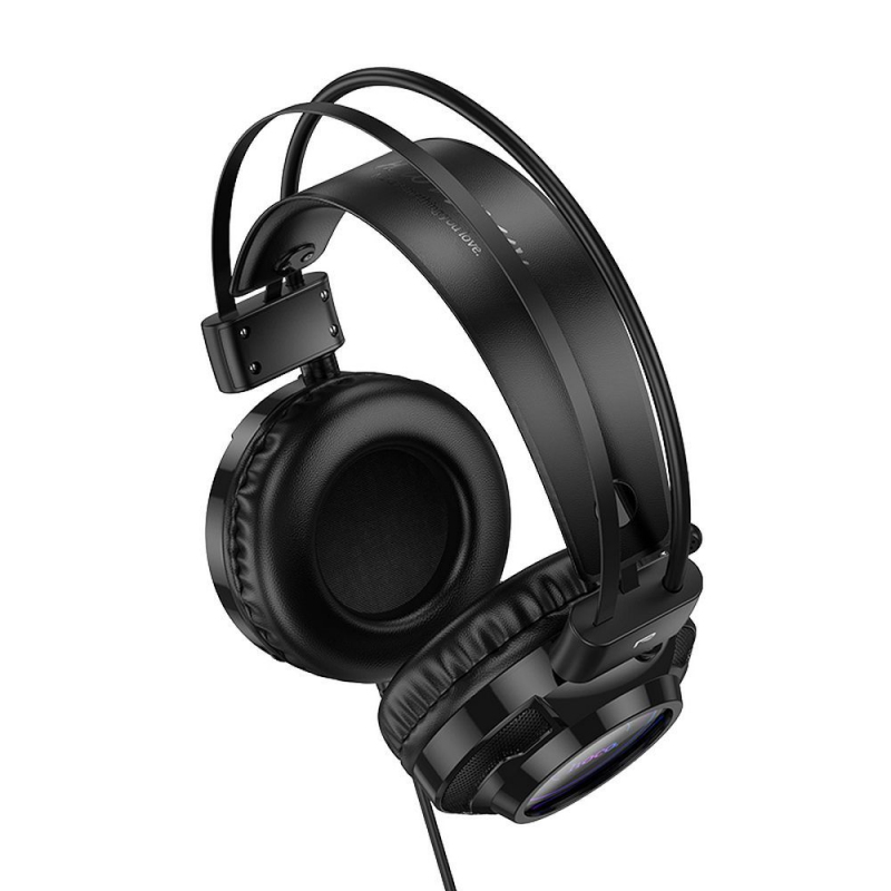 Casti Gaming 3.5mm HOCO W110, RGB, Negre - Conectare simpla prin jack