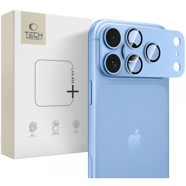 Folie de protectie Camera Spate Tech-Protect CamFull Fit+ pentru Apple iPhone 18 Pro Max, Sticla Securizata, Bleu