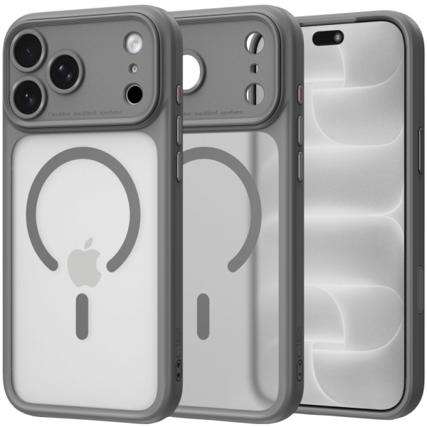 Husa MagSafe pentru Apple iPhone 18 Pro Max / 17 Pro Max, Tech-Protect, MagPeak CC, Gri Mata