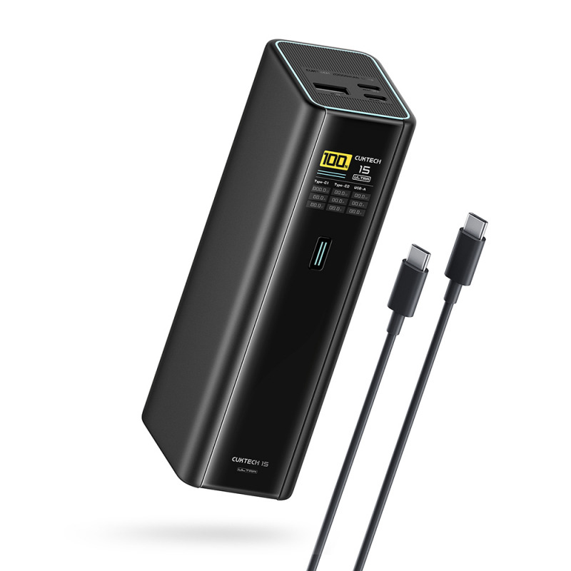 Baterie Externa Cuktech PB200U, 20000mAh, 210W, QC + PD, 1 x USB-A - 2 x USB-C, Alba CKPB200UGLGR