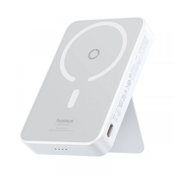 Baterie Externa Wireless Baseus MagPro PPCXZ05, 5000mAh, 20W, PD + FQI, 1 x QI - 1 x USB-C, Alba P10064101223-00