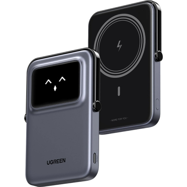 Baterie Externa Wireless UGREEN PB571 Uno, 5000mAh, 20W, PD + FQI, 1 x QI - 1 x USB-C, Gri
