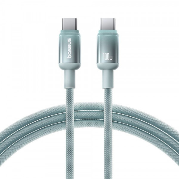 Cablu Date si Incarcare USB-C - USB-C Baseus Discolor, 100W, 2m, Albastru Verde E0420703