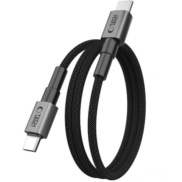 Cablu Date si Incarcare USB-C - USB-C Tech-Protect Ultraboost DNA MagTwist, 100W, 1m, Gri