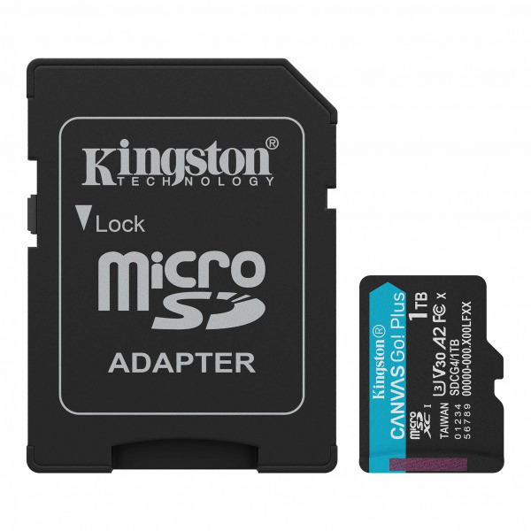 Card Memorie microSDXC Kingston Canvas Go Plus Android A2, 1TB, Clasa 10 / UHS-1 U3, Cu Adaptor ‎SDCG4/1TB
