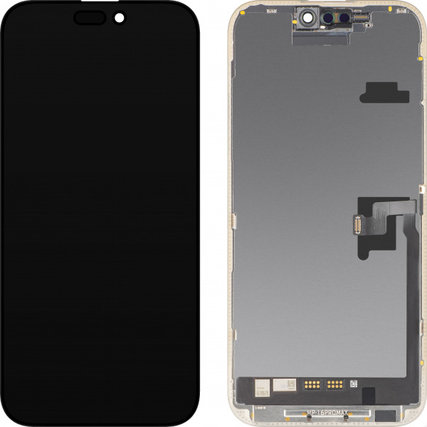 Display cu Touchscreen MP compatibil cu Apple iPhone 16 Pro Max, cu Rama, Versiune Soft OLED FHD 120Hz Diagnostic, Negru