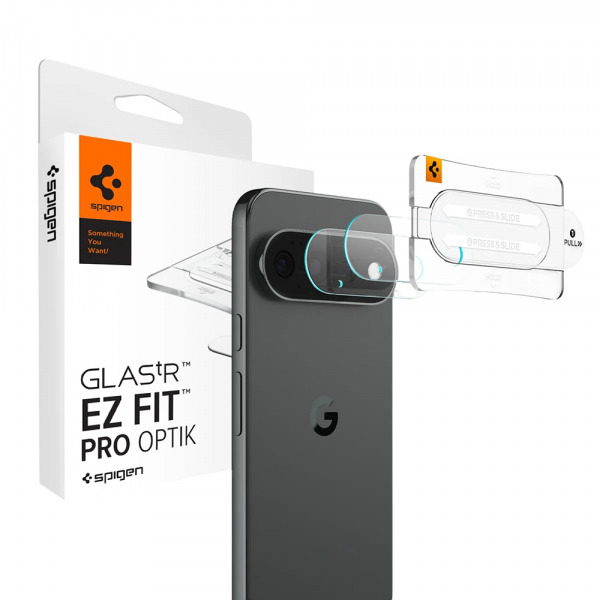 Folie de protectie Camera Spate Spigen GlastR EZ FIT Optik Pro pentru Google Pixel 11 Pro, Sticla Securizata, Set 2 bucati, Transparenta AGL11484