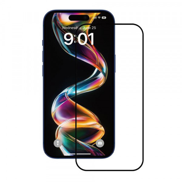 Folie de protectie Ecran Anank 1X Reinforced pentru Apple iPhone 16 Pro, Sticla Securizata, Full Glue, 2.5D, Neagra