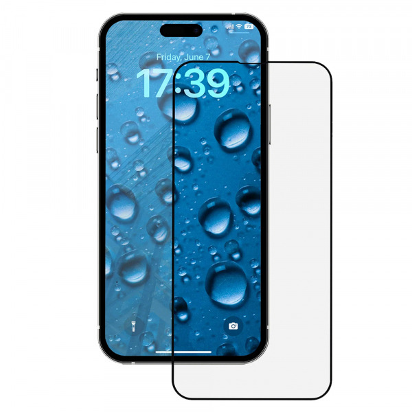 Folie de protectie Ecran Anank 3X Reinforced pentru Apple iPhone 15 Pro, Sticla Securizata, Full Glue, 2.5D, Neagra