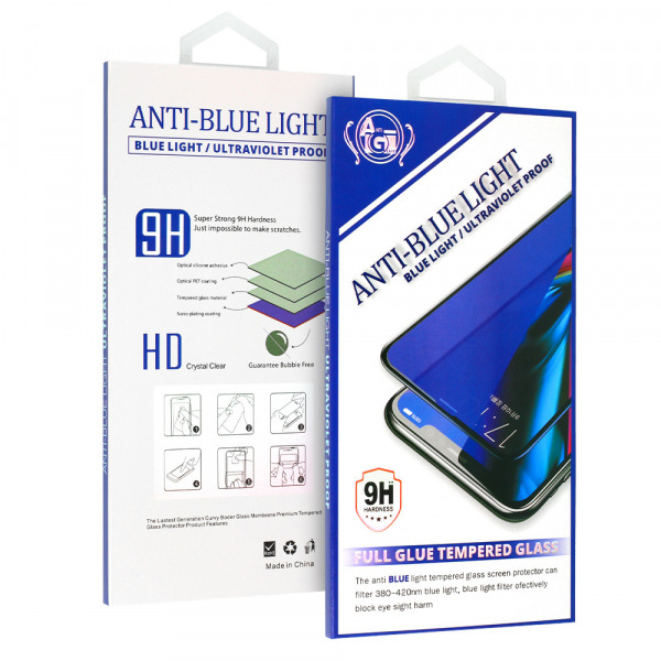 Folie de protectie Ecran Anti Blue Light OEM pentru Apple iPhone 11, Sticla Securizata, Full Glue, Neagra