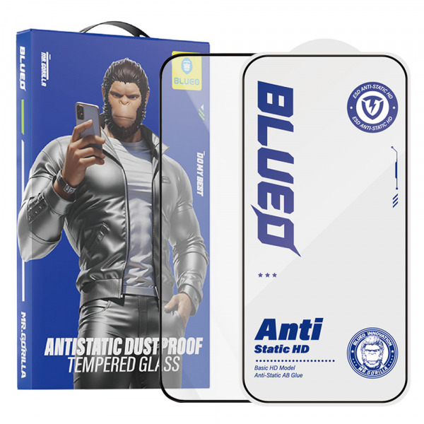 Folie de protectie Ecran Blueo Anti-Static HD pentru Apple iPhone 11 / XR, Sticla Securizata, Full Glue, Neagra