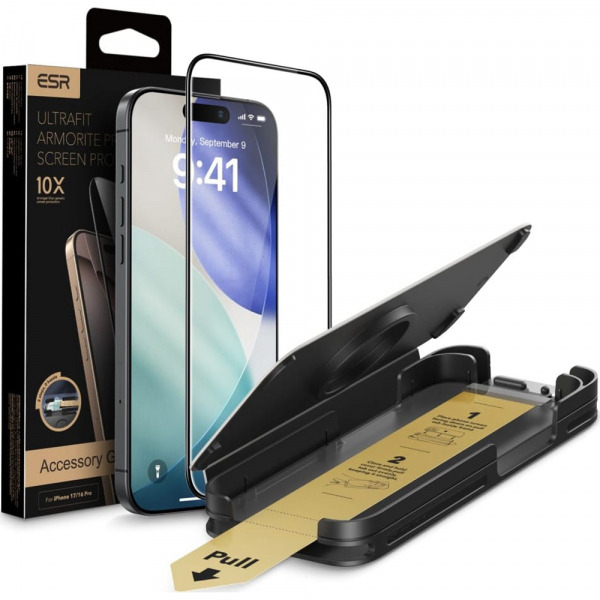 Folie de protectie Ecran ESR Armorite Pro UltraFit pentru Apple iPhone 18 Pro Max / 17 Pro Max, Sticla Securizata, Full Glue, Neagra