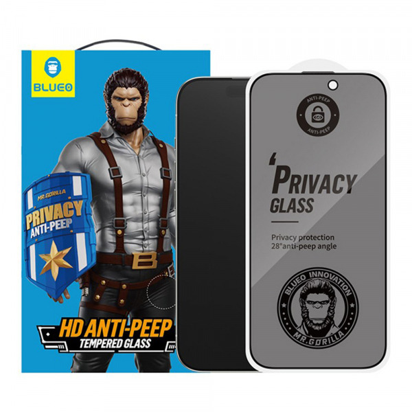 Folie de protectie Ecran Privacy Blueo Anti-Peep Applicator Pro pentru Apple iPhone 17 Air, Sticla Securizata, Full Glue