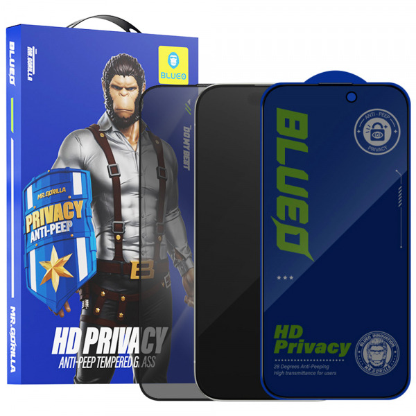 Folie de protectie Ecran Privacy Blueo Anti-Peep pentru Apple iPhone 18 Pro Max / 17 Pro Max, Sticla Securizata, Full Glue