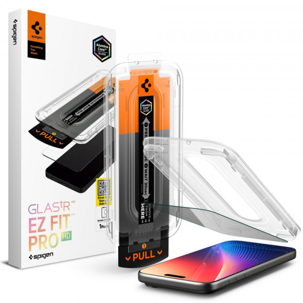 Folie de protectie Ecran Privacy Spigen GlastR EZ FIT Pro pentru Apple 17 Pro Max / 16 Pro Max, Sticla Securizata, Full Glue AGL10096