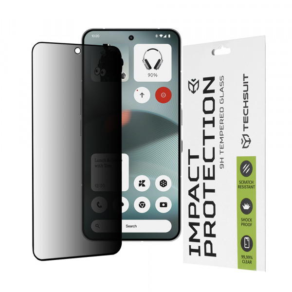 Folie de protectie Ecran Privacy Techsuit pentru Nothing Phone (3), Sticla Securizata, Full Glue, 111D