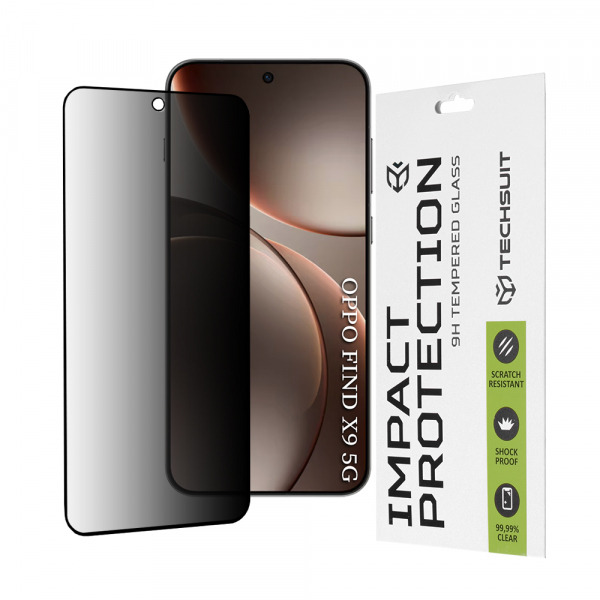 Folie de protectie Ecran Privacy Techsuit pentru Oppo Find X9, Sticla Securizata, Full Glue, 111D