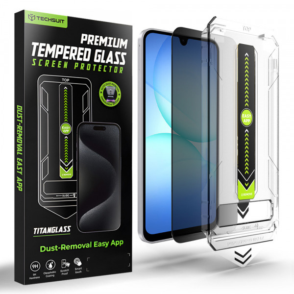 Folie de protectie Ecran Privacy Techsuit TitanGlass CrystalHD pentru Samsung Galaxy A17 5G A176 / A16 5G A166, Sticla Securizata, Full Glue