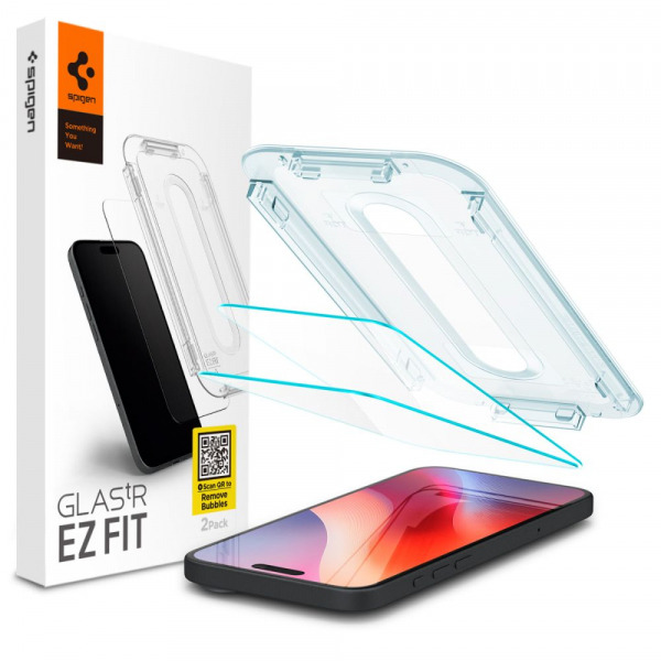 Folie de protectie Ecran Spigen GlastR EZ FIT pentru Apple iPhone 18 Pro Max / 17 Pro Max, Sticla Securizata, Full Glue, Set 2 bucati AGL07907
