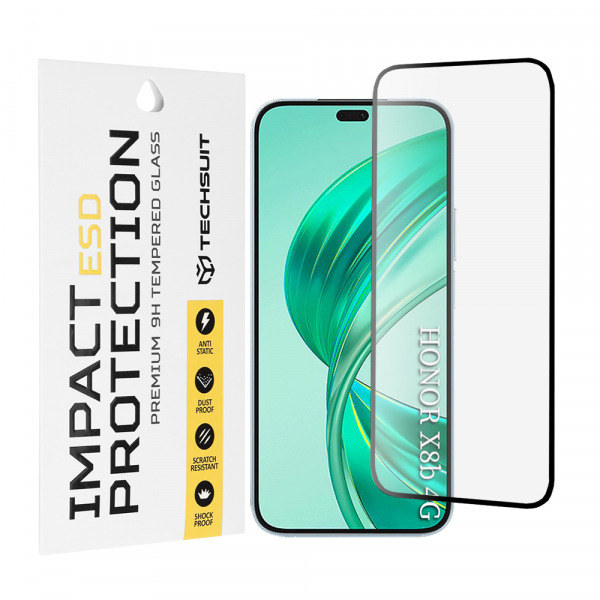 Folie de protectie Ecran Techsuit pentru Honor 400 Lite / X8c / X8b, Sticla Securizata, Full Glue, Neagra