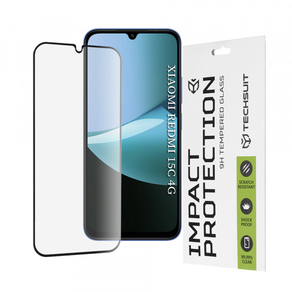 Folie de protectie Ecran Techsuit pentru Xiaomi Redmi 15C 5G / 15C 4G, Sticla Securizata, Full Glue, 111D, Neagra