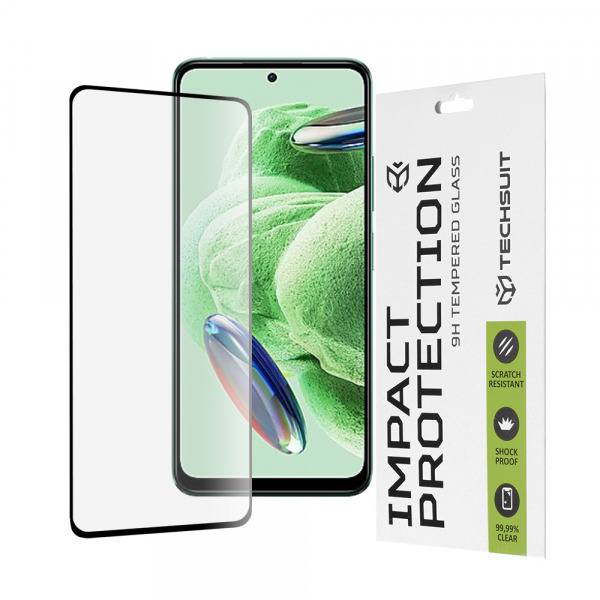 Folie de protectie Ecran Techsuit pentru Xiaomi Redmi Note 12 4G / Poco X5 / Note 12 5G, Sticla Securizata, Full Glue, 111D, Neagra