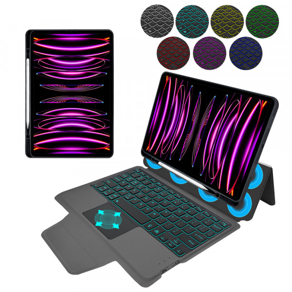 Husa cu Tastatura pentru Apple iPad Pro 11 (2022) / Pro 11 (2021) / Pro 11 (2020) / Pro 11 (2018), Techsuit, KeyTab Pro, Neagra