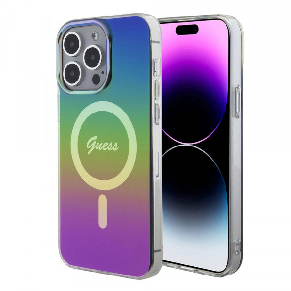Husa MagSafe pentru Apple iPhone 15 Pro, Guess, IML Iridescent, Multicolor