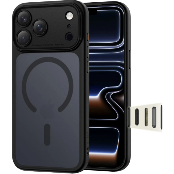 Husa MagSafe pentru Apple iPhone 18 Pro / 17 Pro, Tech-Protect, MagPeak, Neagra Mata