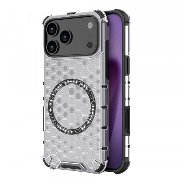 Husa MagSafe pentru Apple iPhone 18 Pro / 17 Pro, Techsuit, HoneyComb Shield, Alba