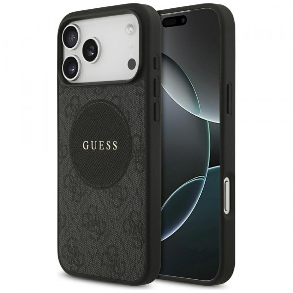 Husa MagSafe pentru Apple iPhone 18 Pro Max / 17 Pro Max, Guess, 4G Circle Classic Logo, Neagra