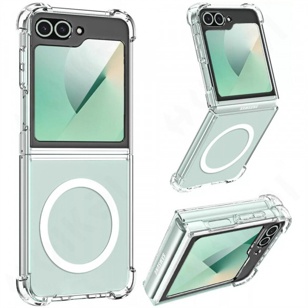 Husa MagSafe pentru Samsung Galaxy Z Flip7 FE F761 / Z Flip6 F741, Techsuit, Shockproof, Transparenta