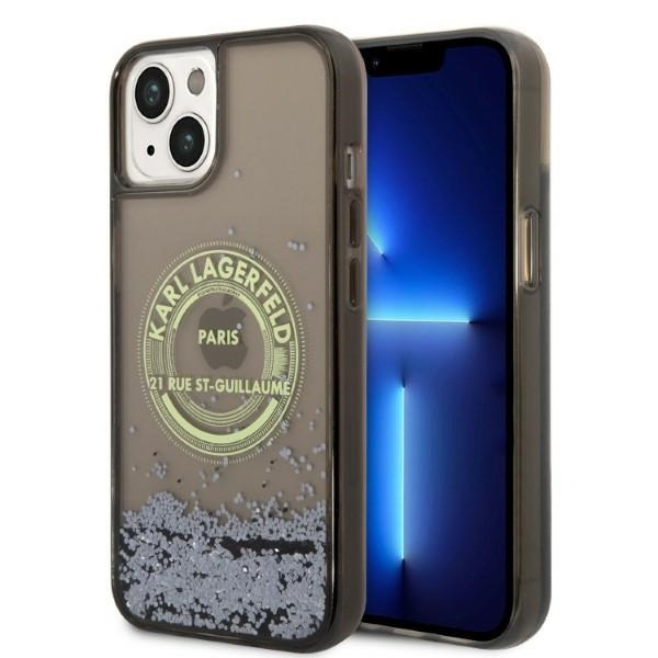 Husa pentru Apple iPhone 14, Karl Lagerfeld, Liquid Glitter RSG, Neagra