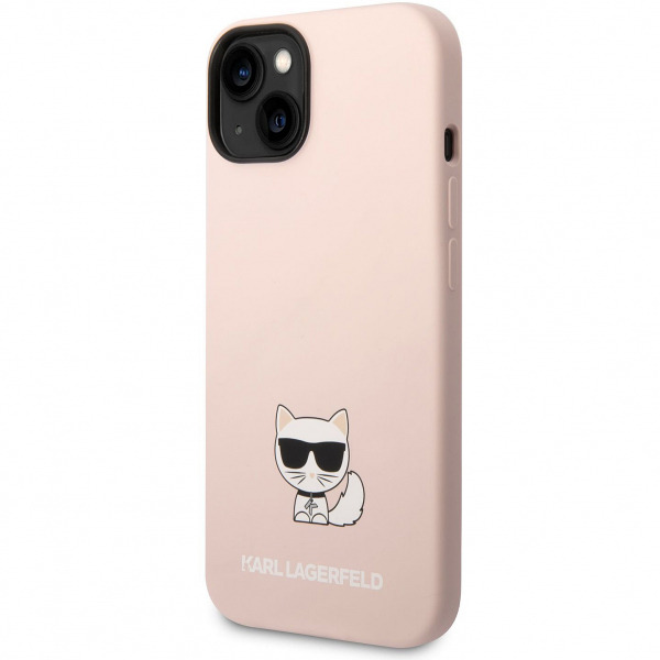 Husa pentru Apple iPhone 14 Plus, Karl Lagerfeld, Silicone Body Choupette, Roz