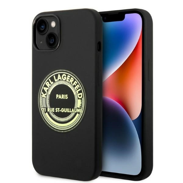 Husa pentru Apple iPhone 14 Plus, Karl Lagerfeld, Silicone RSG, Neagra