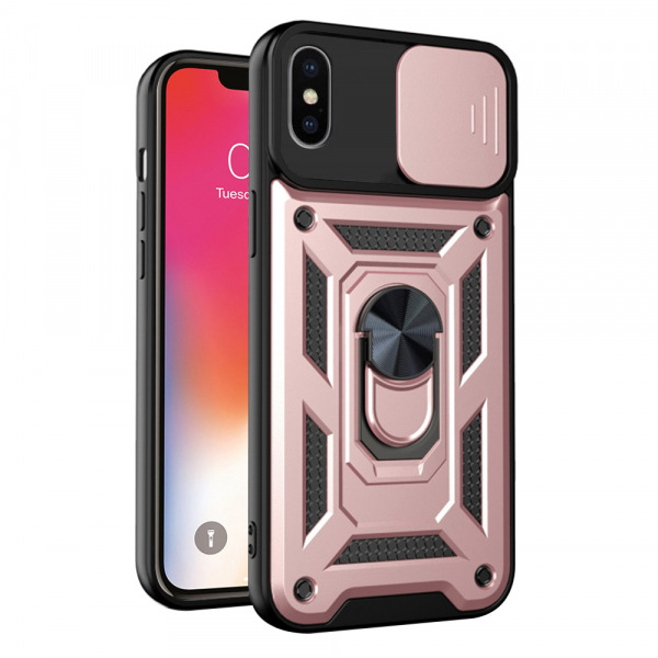 Husa pentru Apple iPhone XS / X, Techsuit, CamShield, Roz