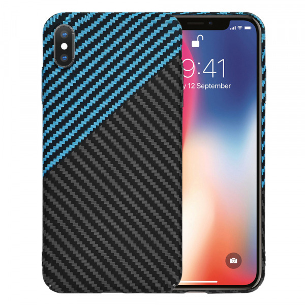 Husa pentru Apple iPhone XS / X, Techsuit, Carbonite FiberShell, Neagra Bleu