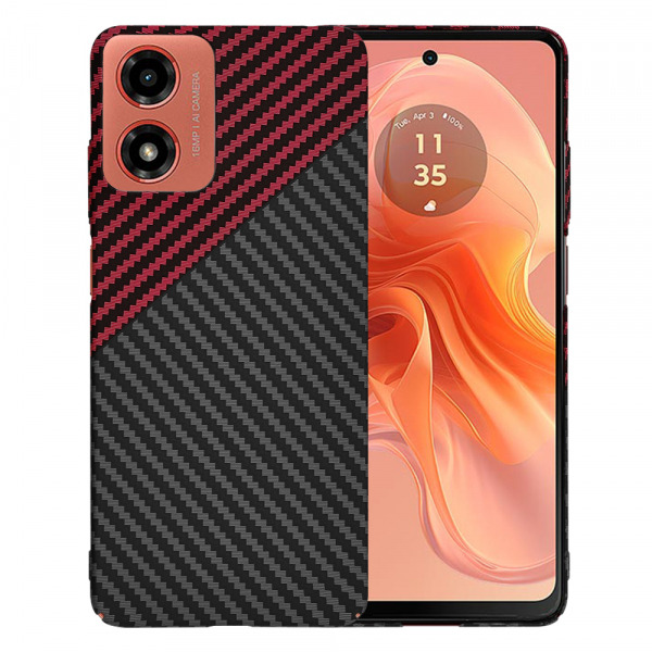 Husa pentru Motorola Moto G04s / E14 / G04 / G24, Techsuit, Carbonite FiberShell, Neagra Rosie