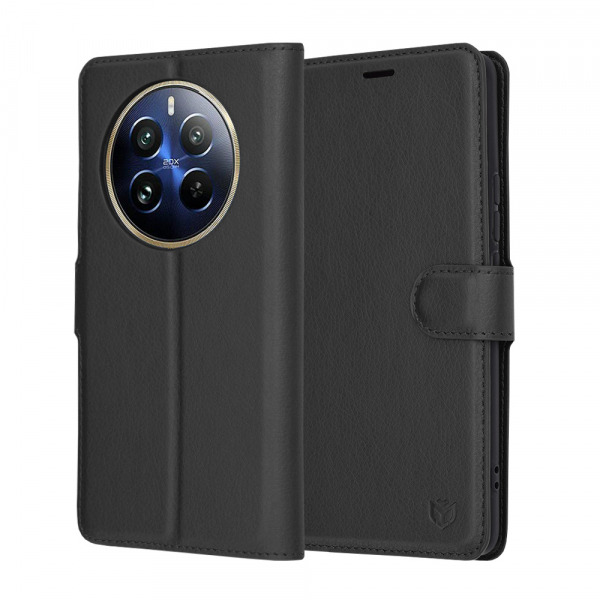 Husa pentru Realme 12 Pro / 12 Pro+, Techsuit, Leather Folio, Neagra
