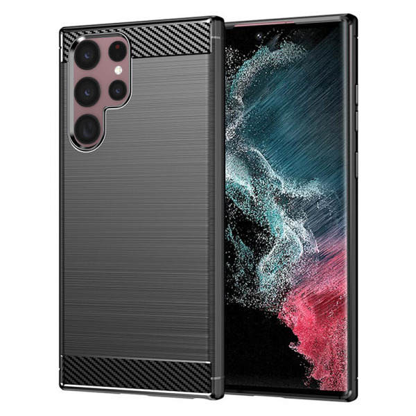 Husa pentru Samsung Galaxy S22 Ultra 5G S908, Techsuit, Carbon, Neagra